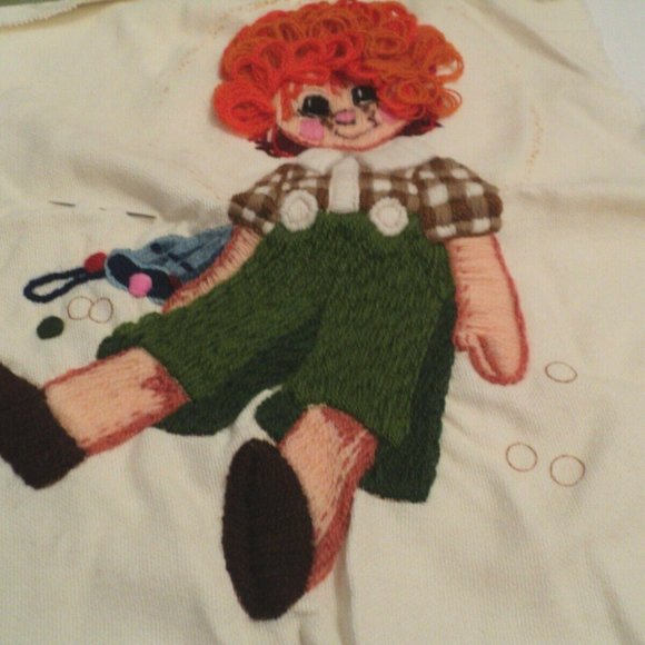 Vintage Sunset Stitchery Carrot Top Boy Pillow 2926 Almost Complete w/ Defects - Picture 2 of 4